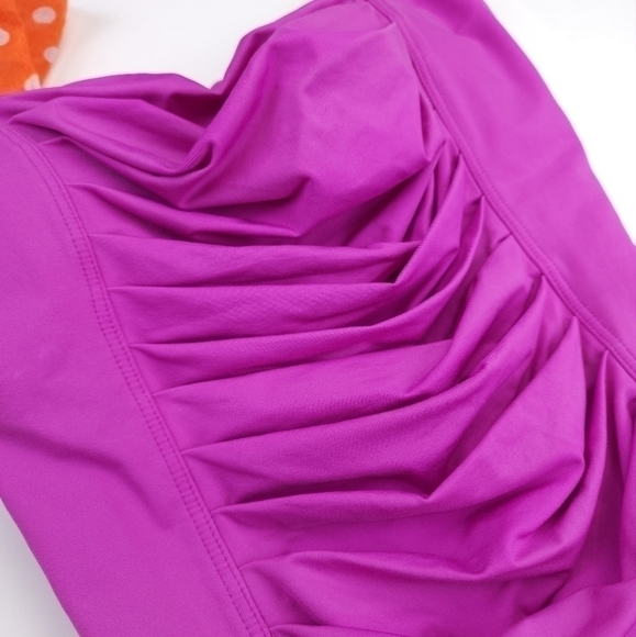 Calvin Klein Purple Pink Rouged Front One Piece Swimsuit Sz 8 - Picture 4 of 10